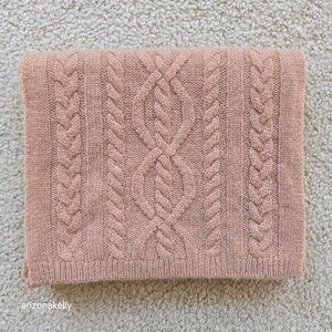 NWOT Caroline Grace Cashmere Tan Cable Knit Scarf